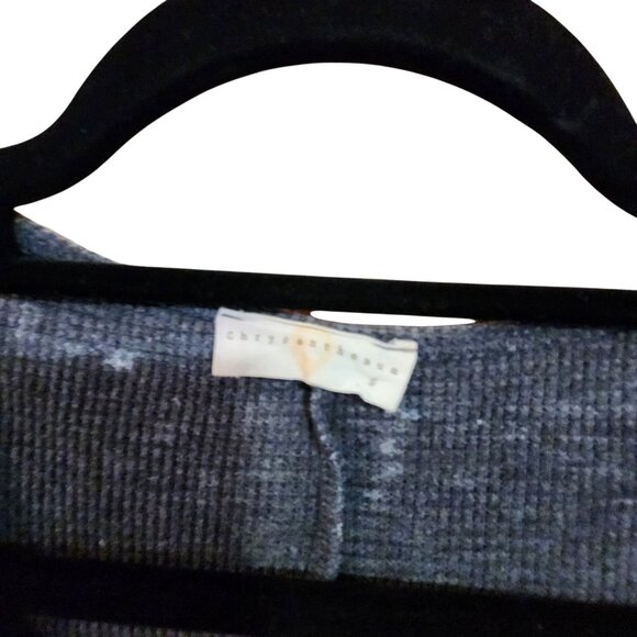 Chrysanthemum Oversized Blue V-Neck Knit Top Women’s L Lightweight Semi-Sheer - Picture 3 of 3